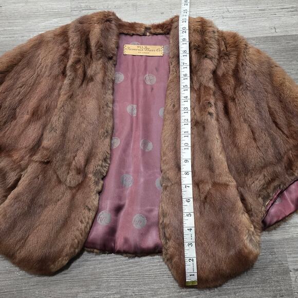 Vintage Famous Barr Co. Mink Fur Capelet Cloak Shawl Wrap w. Pockets - Picture 8 of 10